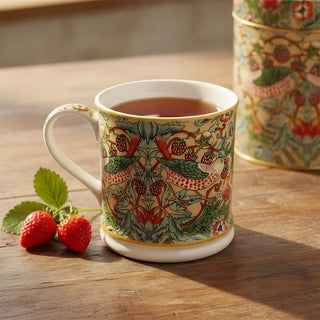 William Morris Strawberry Thief Mug, 330ml Fine China Botanical Tea Coffee Cup