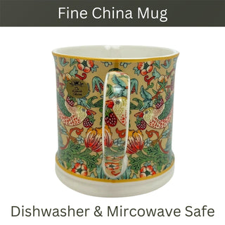 William Morris Strawberry Thief Mug, 330ml Fine China Botanical Tea Coffee Cup