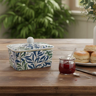William Morris Willow Bough Fine China Butter Storage Dish & Lid - 14.5cm