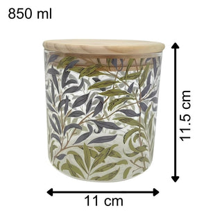 William Morris Willow Bough Glass Canister, 850ml Storage Jar Airtight Lid