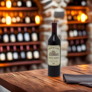 Wine Bottle Candle | Chateau Merlot Red Wine Bottle Shaped Novelty Candle - 28cm