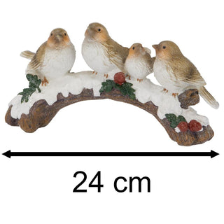 Winter Birds on Snowy Branch Ornament | Four Birds Woodland Christmas Figurine