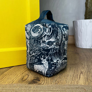 Winter Woods Forest Animals Doorstop | Fabric Cube Door Stop with Handle - 18cm