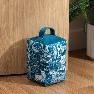 Winter Woods Forest Animals Doorstop | Fabric Cube Door Stop with Handle - 18cm