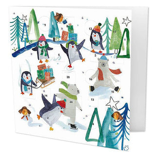 Wintertime Fun Christmas Advent Calendar Greetings Card, Winter Wildlife Design
