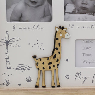 Wooden 12 - Aperture Keepsake New Baby Photo Frame for First Year Memories