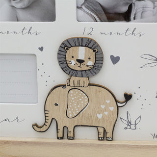 Wooden 12 - Aperture Keepsake New Baby Photo Frame for First Year Memories