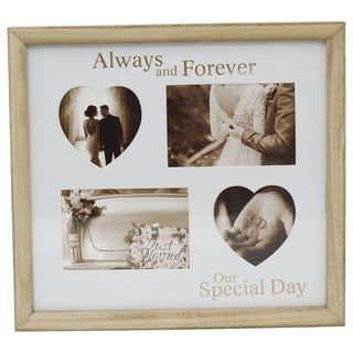 Wooden 4 Aperture Wedding Photo Frame, Wall Hanging Four Photo Display