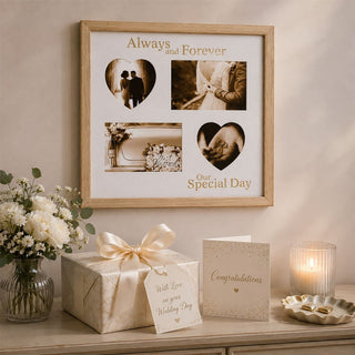 Wooden 4 Aperture Wedding Photo Frame, Wall Hanging Four Photo Display