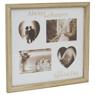 Wooden 4 Aperture Wedding Photo Frame, Wall Hanging Four Photo Display