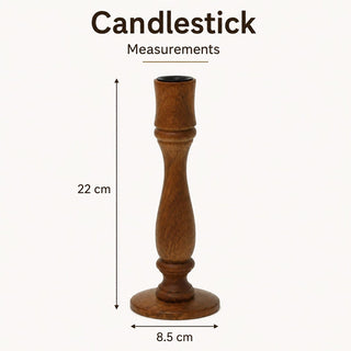 Wooden Candlestick, Mango Wood Dinner Candle Holder, 22 cm, Random Design