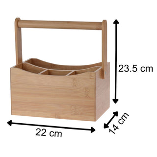 Wooden Cutlery Holder, Storage Caddy with 4 Compartments for Cutlery Napkins