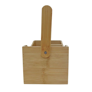 Wooden Cutlery Holder, Storage Caddy with 4 Compartments for Cutlery Napkins