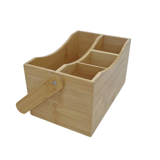 Wooden Cutlery Holder, Storage Caddy with 4 Compartments for Cutlery Napkins