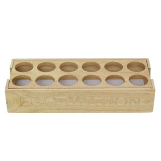 Wooden Egg Rack for 12 Eggs | 30.5cm Hevea Wood Kitchen Egg Storage Holder