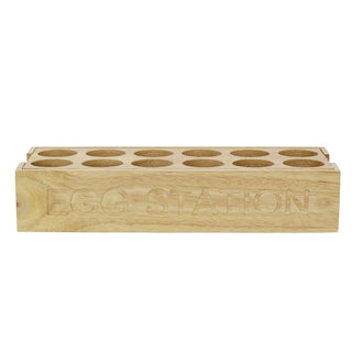 Wooden Egg Rack for 12 Eggs | 30.5cm Hevea Wood Kitchen Egg Storage Holder