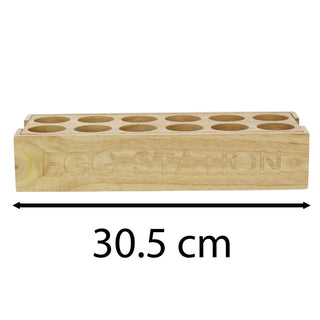 Wooden Egg Rack for 12 Eggs | 30.5cm Hevea Wood Kitchen Egg Storage Holder