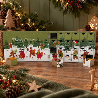 Wooden Fill Your Own Advent Calendar, 24 Drawer Book Style, Woodland Animals