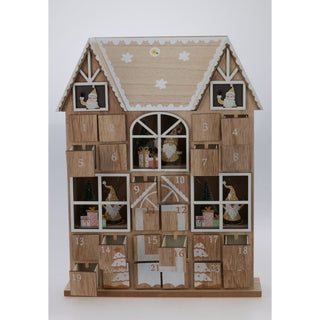 Wooden House Advent Calendar with 24 Drawers and LED Lights | Christmas Calendar