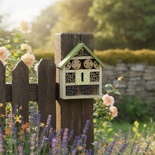 Wooden Insect Hotel, 22 cm Bee House Bug Hotel for Garden Habitat for Insects