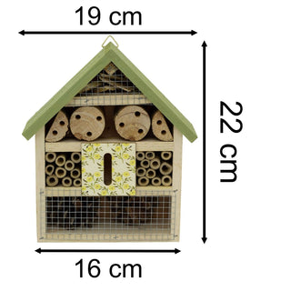 Wooden Insect Hotel, 22 cm Bee House Bug Hotel for Garden Habitat for Insects
