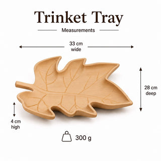 Wooden Leaf Trinket Tray, 33cm Light Brown Leaf Trinket Dish