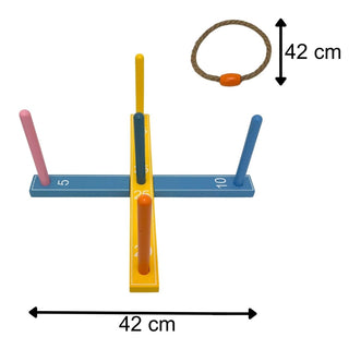 Wooden Quoits Garden Game, Rope Ring Toss Set Hoopla Game for Outdoor Fun