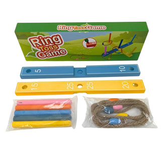 Wooden Quoits Garden Game, Rope Ring Toss Set Hoopla Game for Outdoor Fun