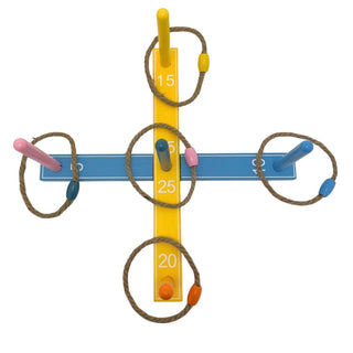 Wooden Quoits Garden Game, Rope Ring Toss Set Hoopla Game for Outdoor Fun