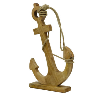 Wooden Ships Anchor Ornament | Rustic Nautical Anchor with Rope Detail - 51cm