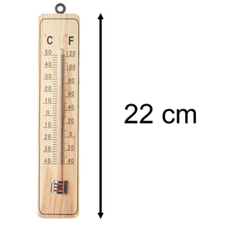 Wooden Wall - mounted Garden Thermometer | Indoor & Outdoor Thermometer - 22cm