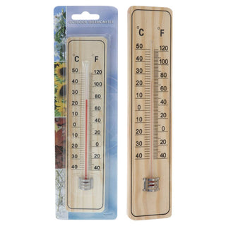 Wooden Wall - mounted Garden Thermometer | Indoor & Outdoor Thermometer - 22cm