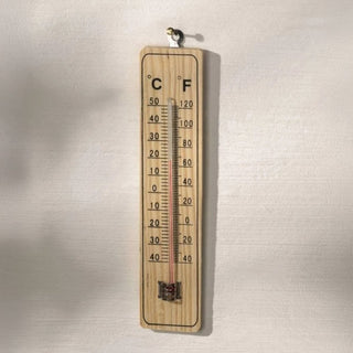 Wooden Wall - mounted Garden Thermometer | Indoor & Outdoor Thermometer - 22cm