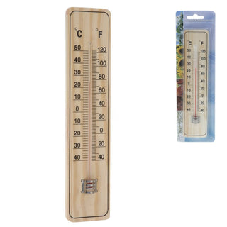 Wooden Wall - mounted Garden Thermometer | Indoor & Outdoor Thermometer - 22cm