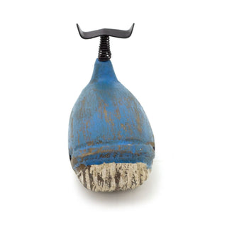 Wooden Whale Ornament | Distressed Nautical Blue Whale Figurine Statue - 11cm