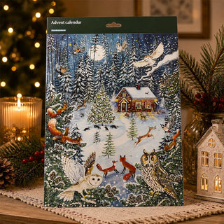 Woodland Cottage Christmas Advent Calendar, 24 Door Woodland Animal Design