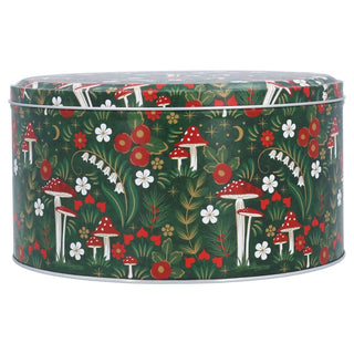Woodland Mushroom Cake Tin | Round Metal Storage Tin For Bakers - 24 x 12cm