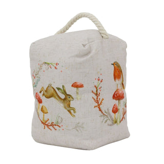 Woodland Rabbit Fabric Doorstop | Decorative Animal Door Stop with Handle