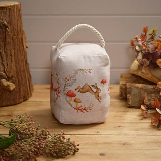 Woodland Rabbit Fabric Doorstop | Decorative Animal Door Stop with Handle