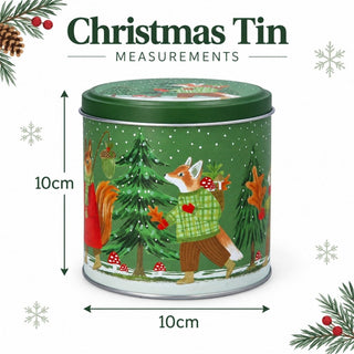 Woodland Scene Christmas Chocolate Tin, Gisela Graham Festive Metal Tin 10cm