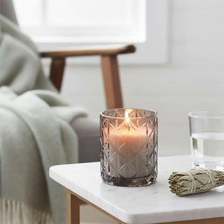 Woodsage & Sea Salt Scented Candle, 10cm Black Glass Jar with White Wax