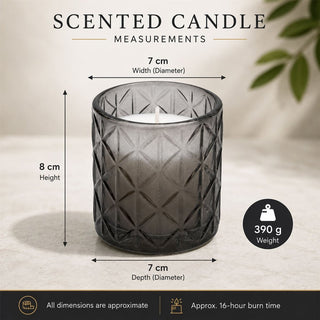 Woodsage & Sea Salt Scented Candle, 8cm Black Embossed Glass Jar, Single Wick
