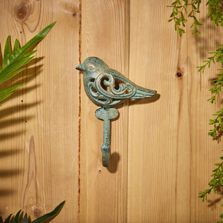 Wrought Iron Bird Wall Hook | Antique Style Iron Bird Shaped Coat Hook - 15cm