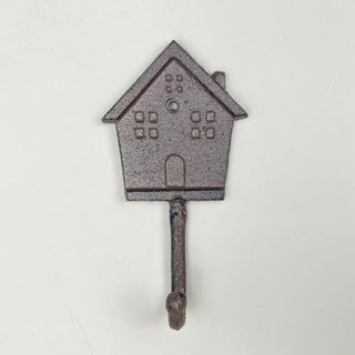 Wrought Iron House Wall Hook | Vintage - style Metal House Shaped Coat Hook - 16cm