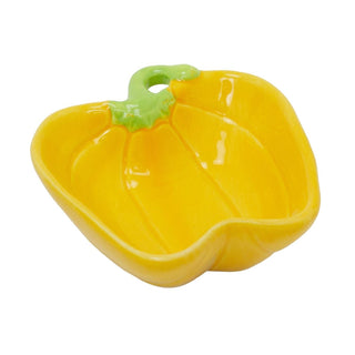 Yellow Ceramic Bell Pepper Bowl, 13cm Glazed Snack Tapas Serving Dish Tableware