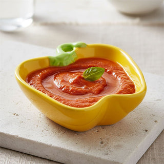 Yellow Ceramic Bell Pepper Bowl, 13cm Glazed Snack Tapas Serving Dish Tableware