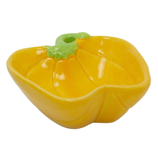 Yellow Ceramic Bell Pepper Bowl, 13cm Glazed Snack Tapas Serving Dish Tableware