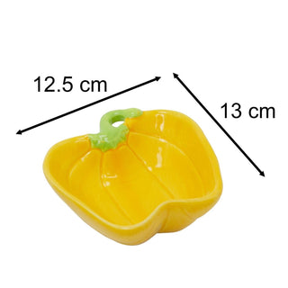Yellow Ceramic Bell Pepper Bowl, 13cm Glazed Snack Tapas Serving Dish Tableware
