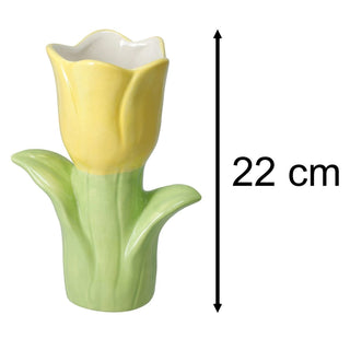 Yellow Tulip - Shaped Vase, 20cm Ceramic Vase for Flowers, Decorative 3D Tulip Vase