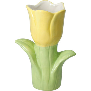 Yellow Tulip - Shaped Vase, 20cm Ceramic Vase for Flowers, Decorative 3D Tulip Vase